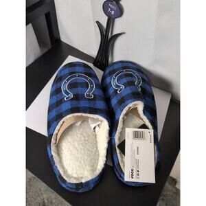 FOCO NFL Indianapolis Colts Flannel Sherpa Slipper Shoe Men's Medium 7/8 - NEW